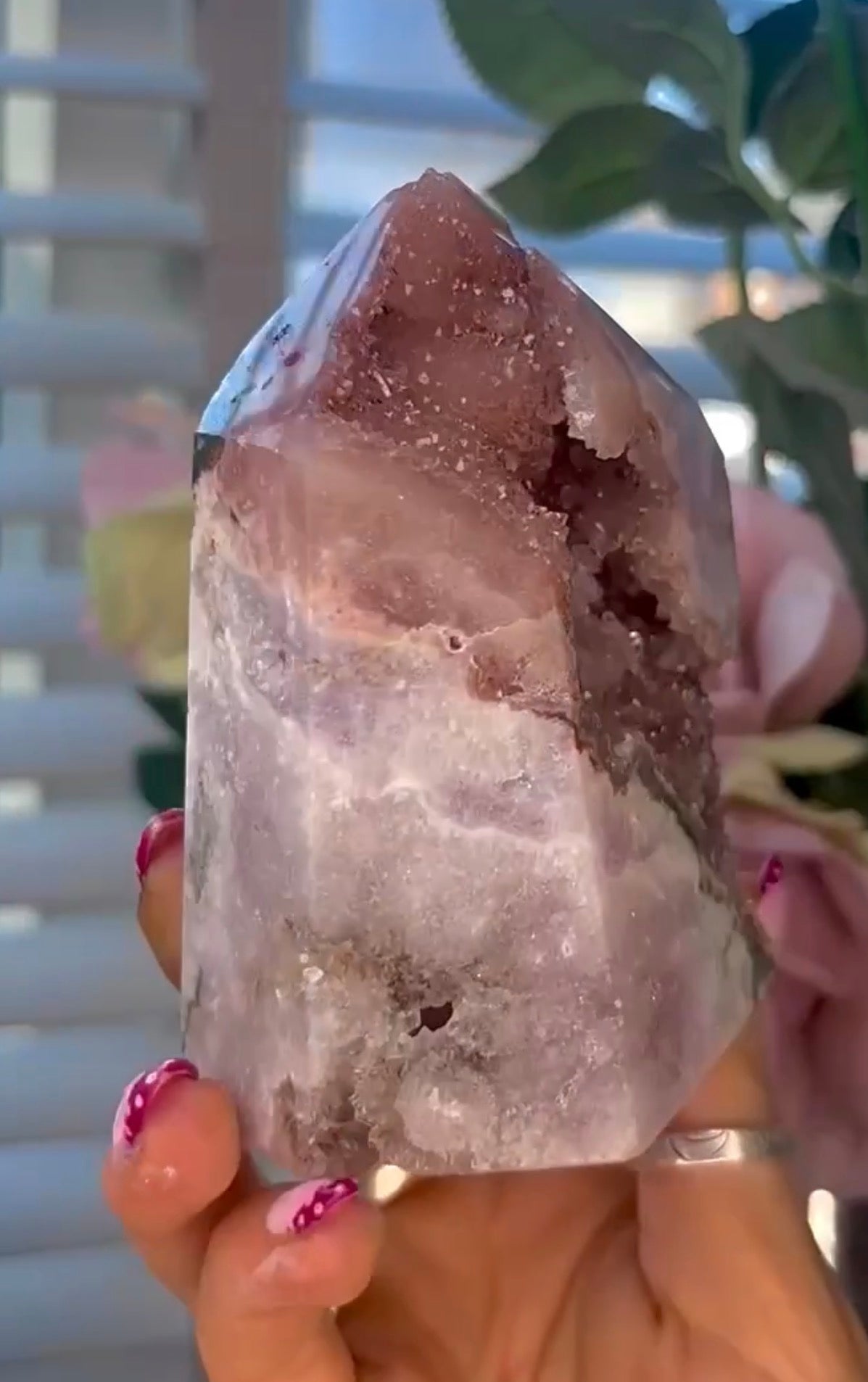 Druzy Pink amethyst tower