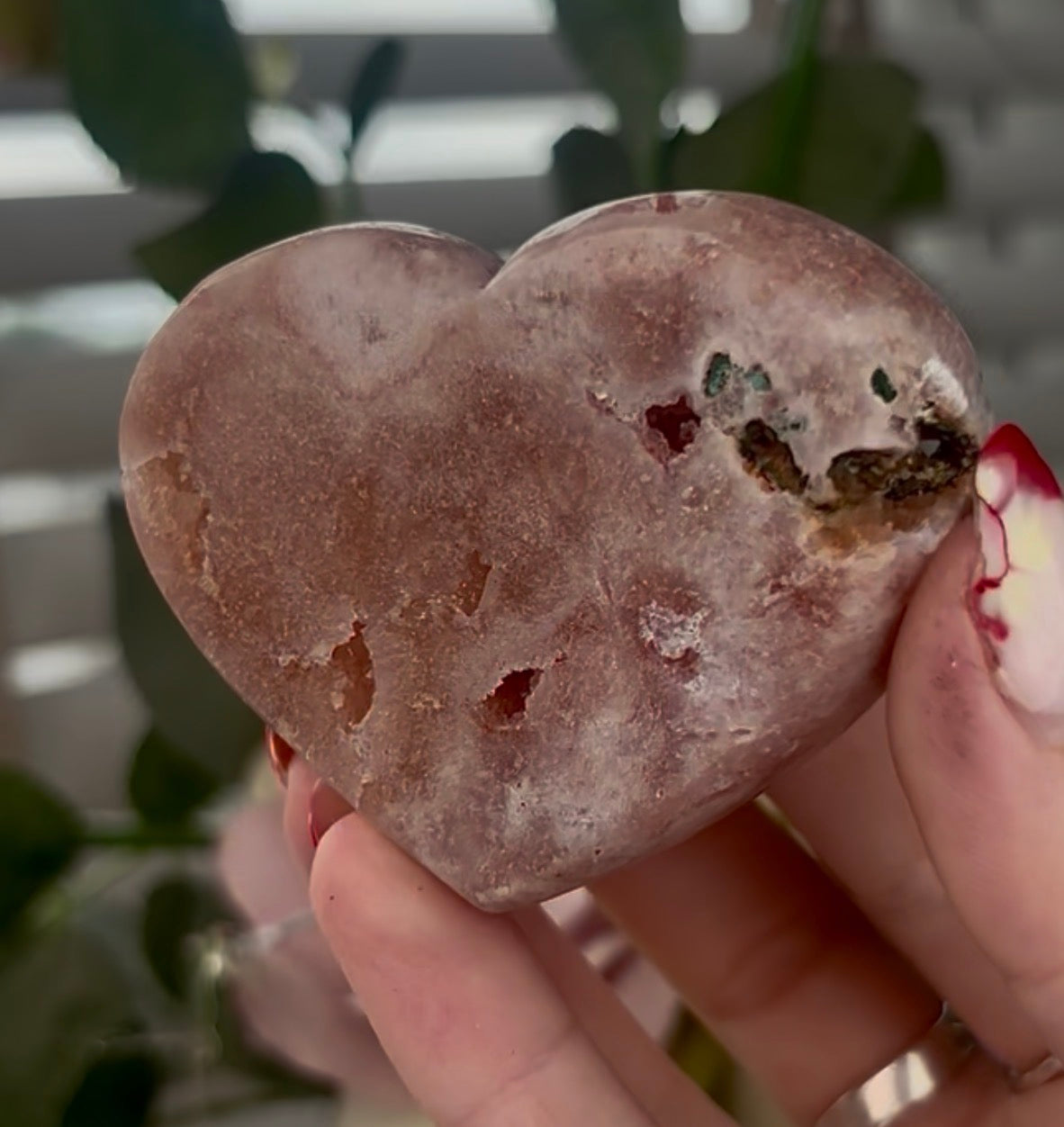 Mini pink amethyst heart - comes with stand