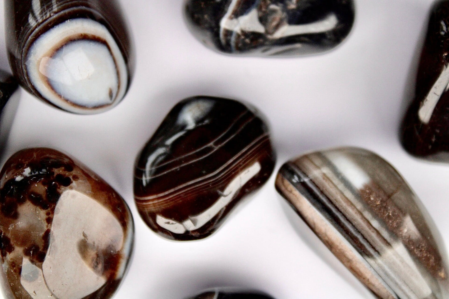 High quality Black banded agate tumble stone