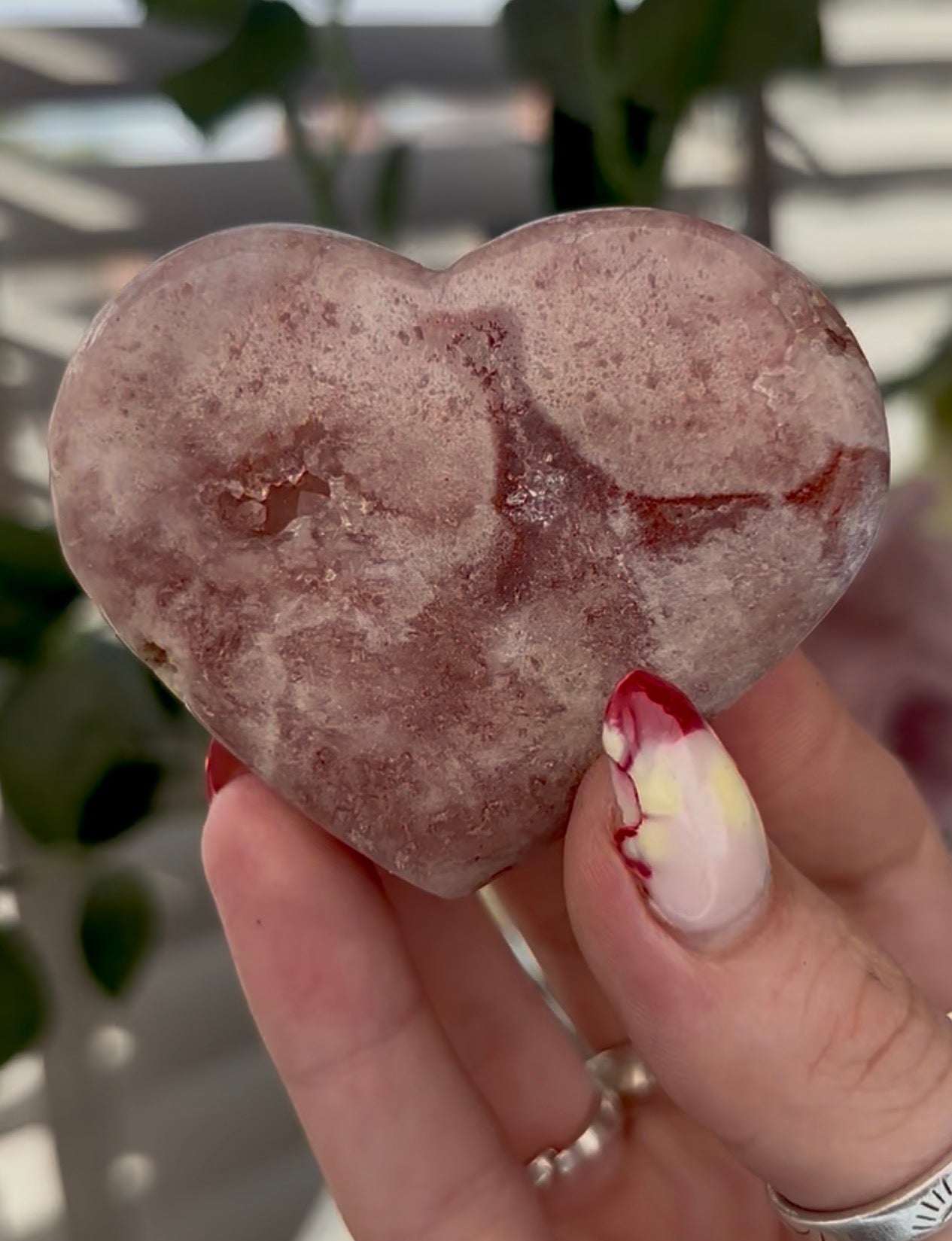 pink amethyst heart - comes with stand 6.5cm