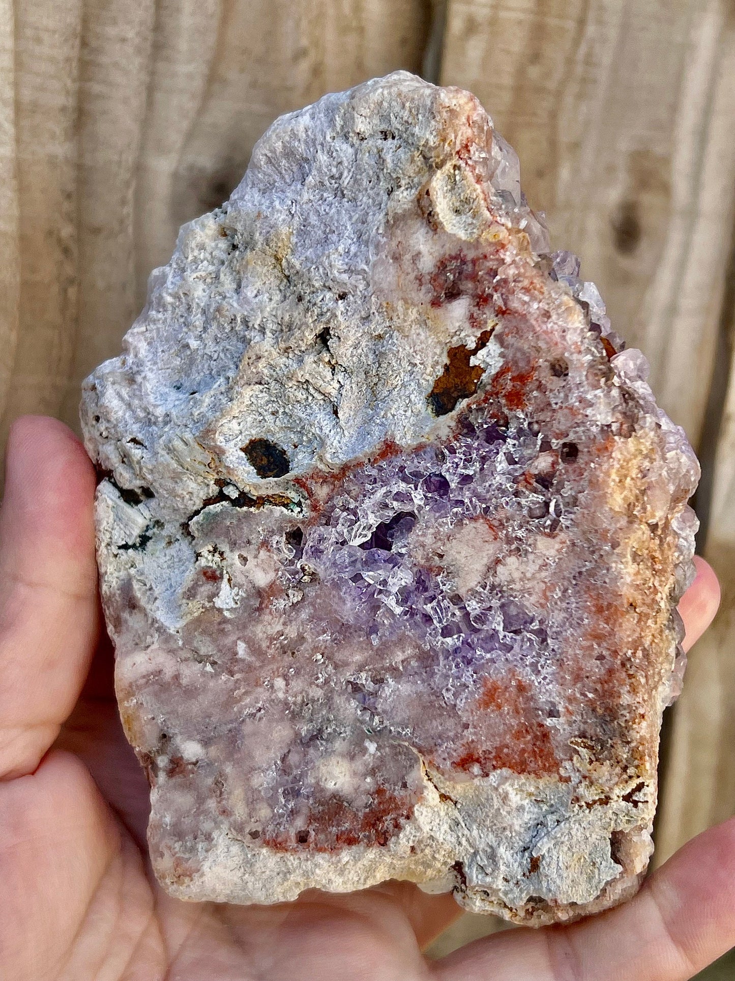 pink amethyst slab with purple quartz