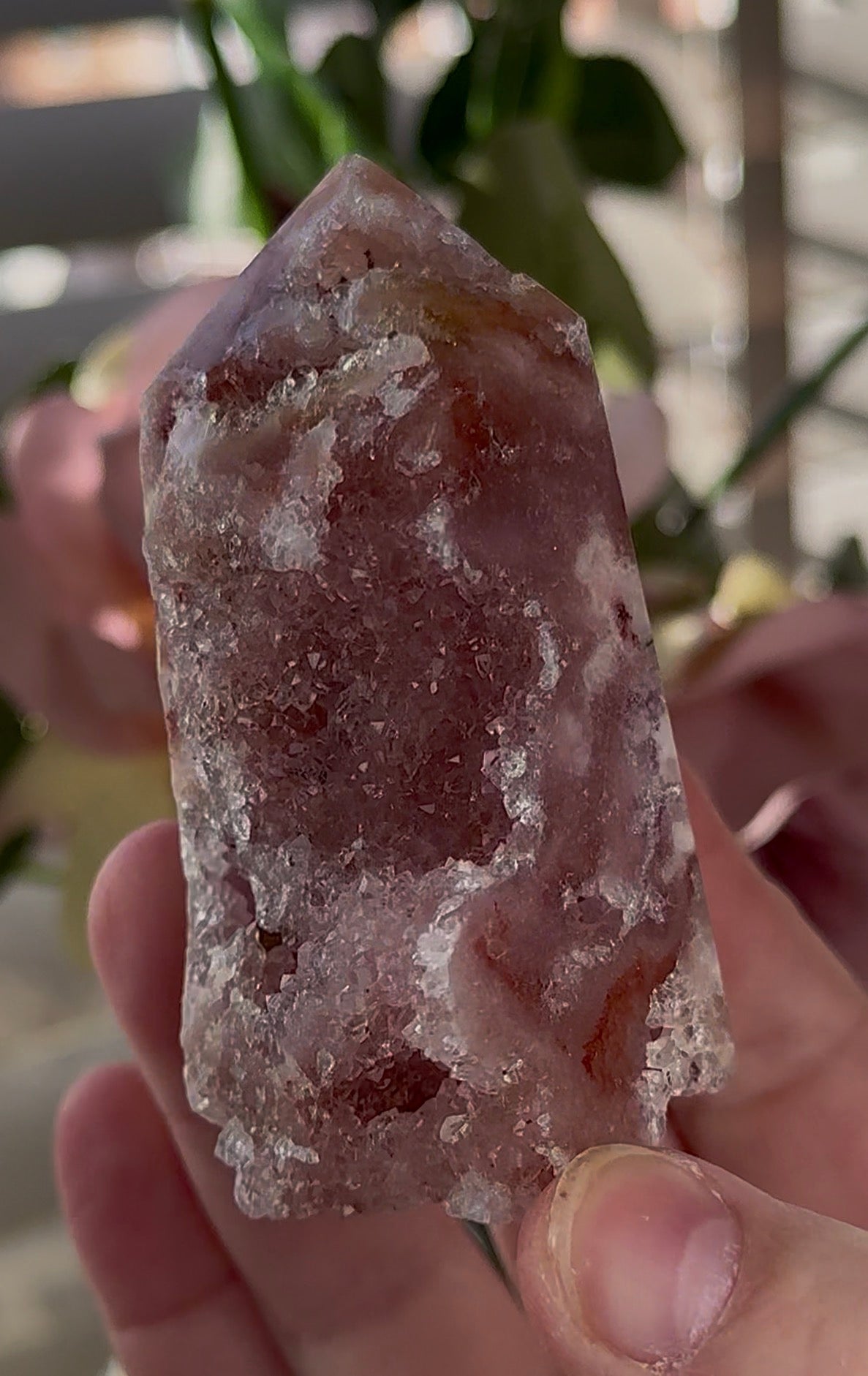 Druzy Pink amethyst tower