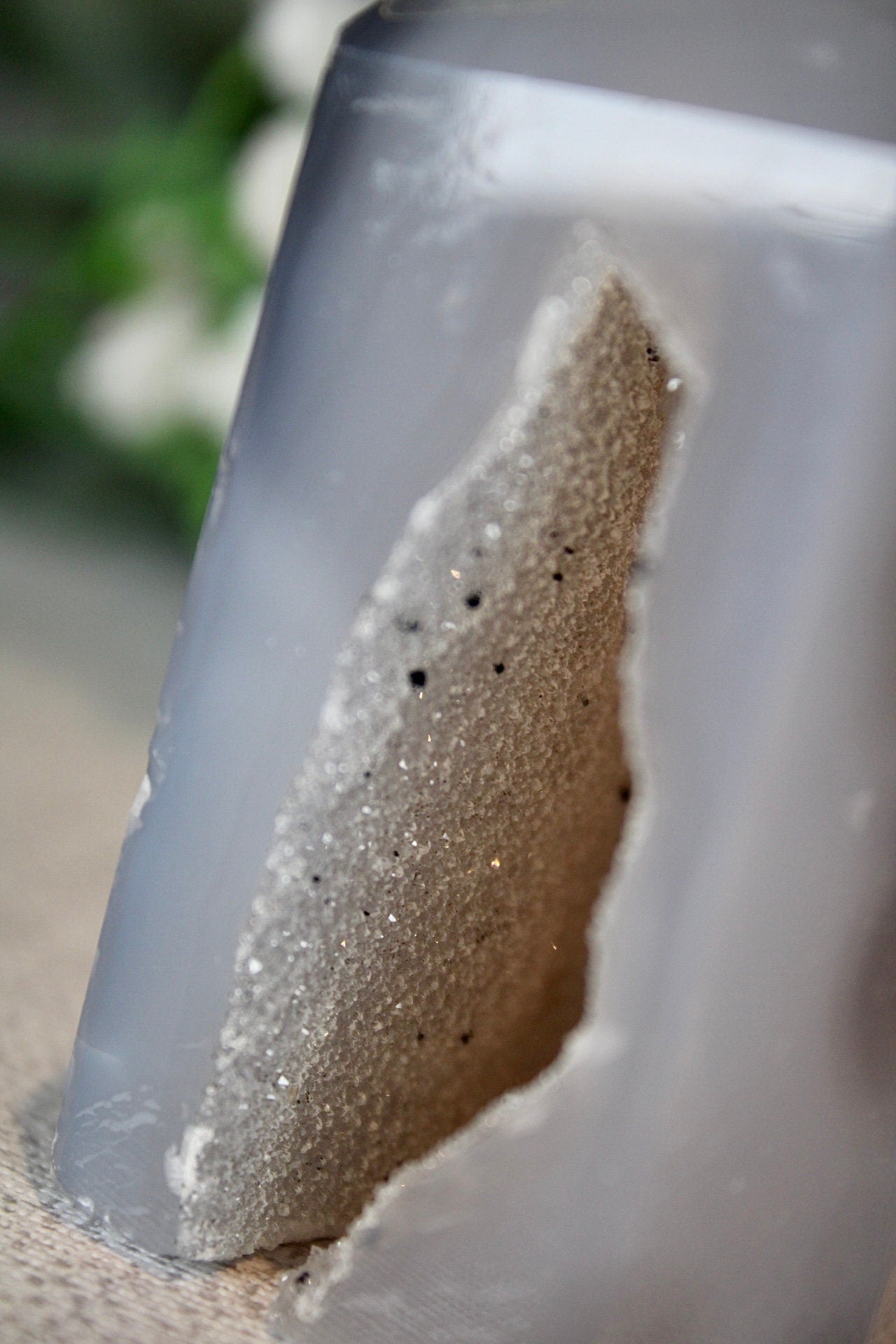 Natural, grey, druzy, agate, tower