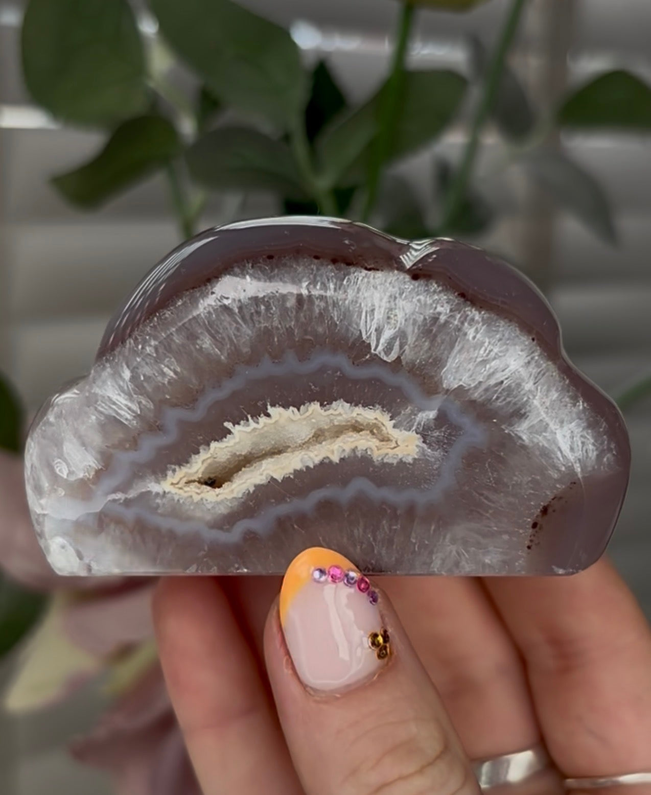 Beautiful, high grade, agate cloud with druzy