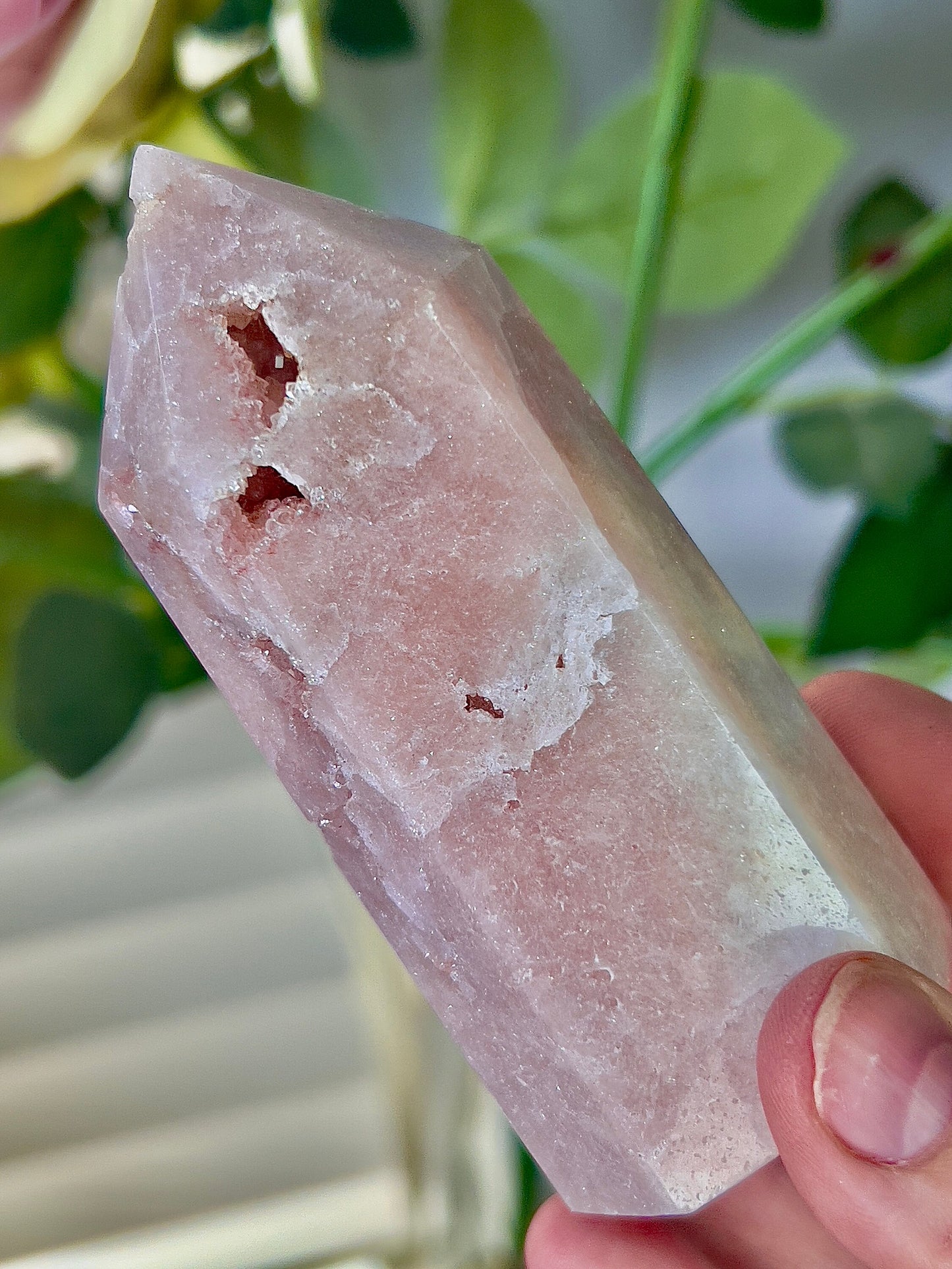 High grade, pink amethyst tower