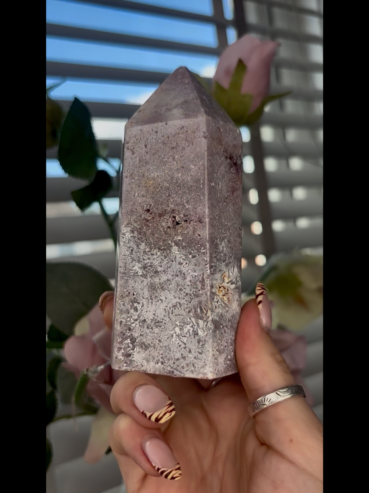 Beautiful, Pink amethyst tower 12cm tall 450g