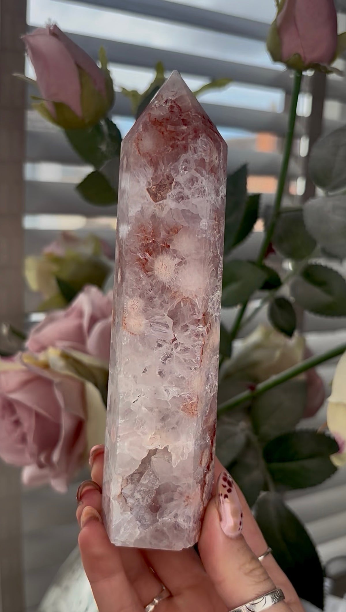 High grade, Amethyst Flower agate tower