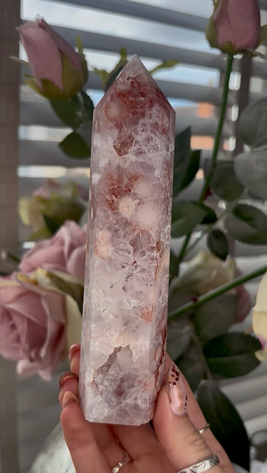 High grade, Amethyst Flower agate tower
