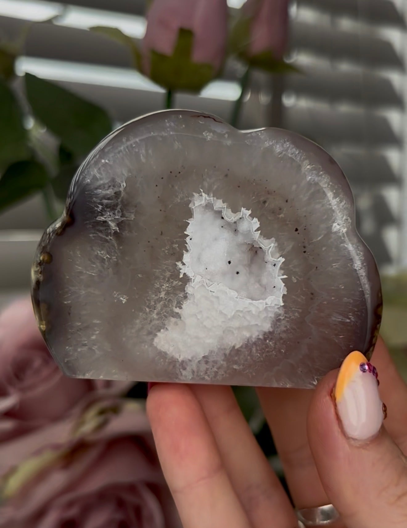 Beautiful, high grade, agate cloud with druzy