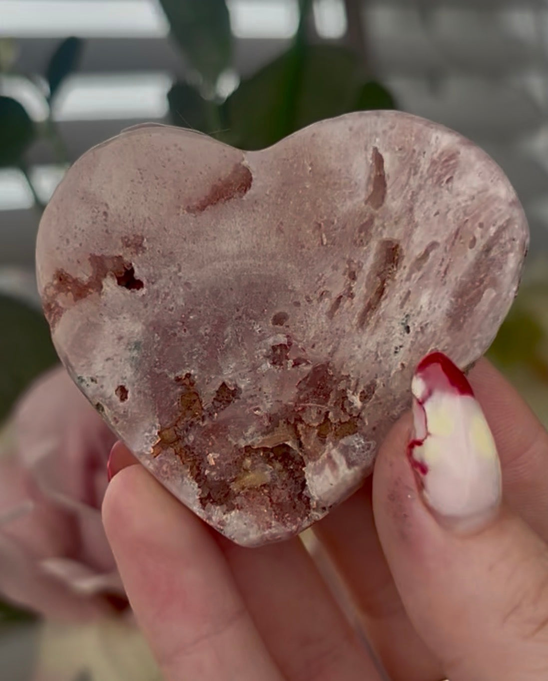 Mini pink amethyst heart - comes with stand