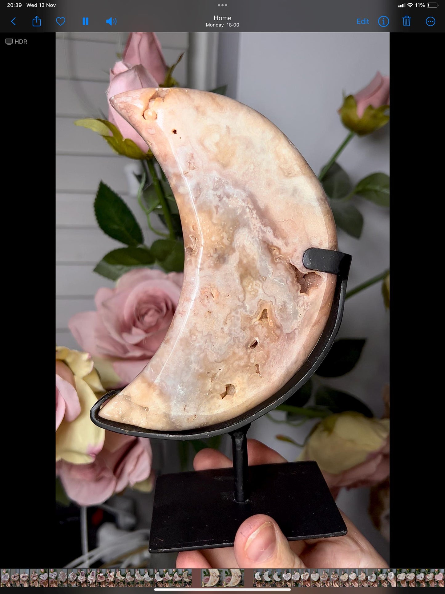 High grade, pink amethyst moon in beautiful pastel tones