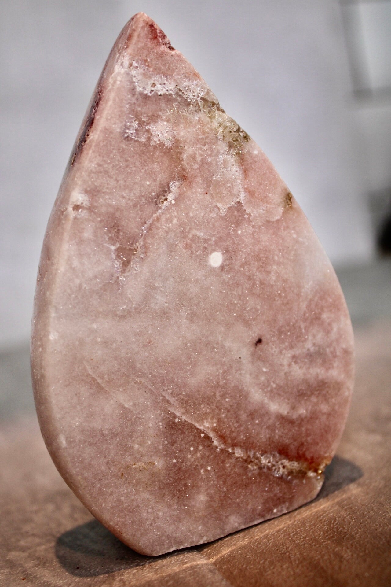 Baby pink amethyst flame from brazil 310g 11.5cm (h) 7.5 (w)