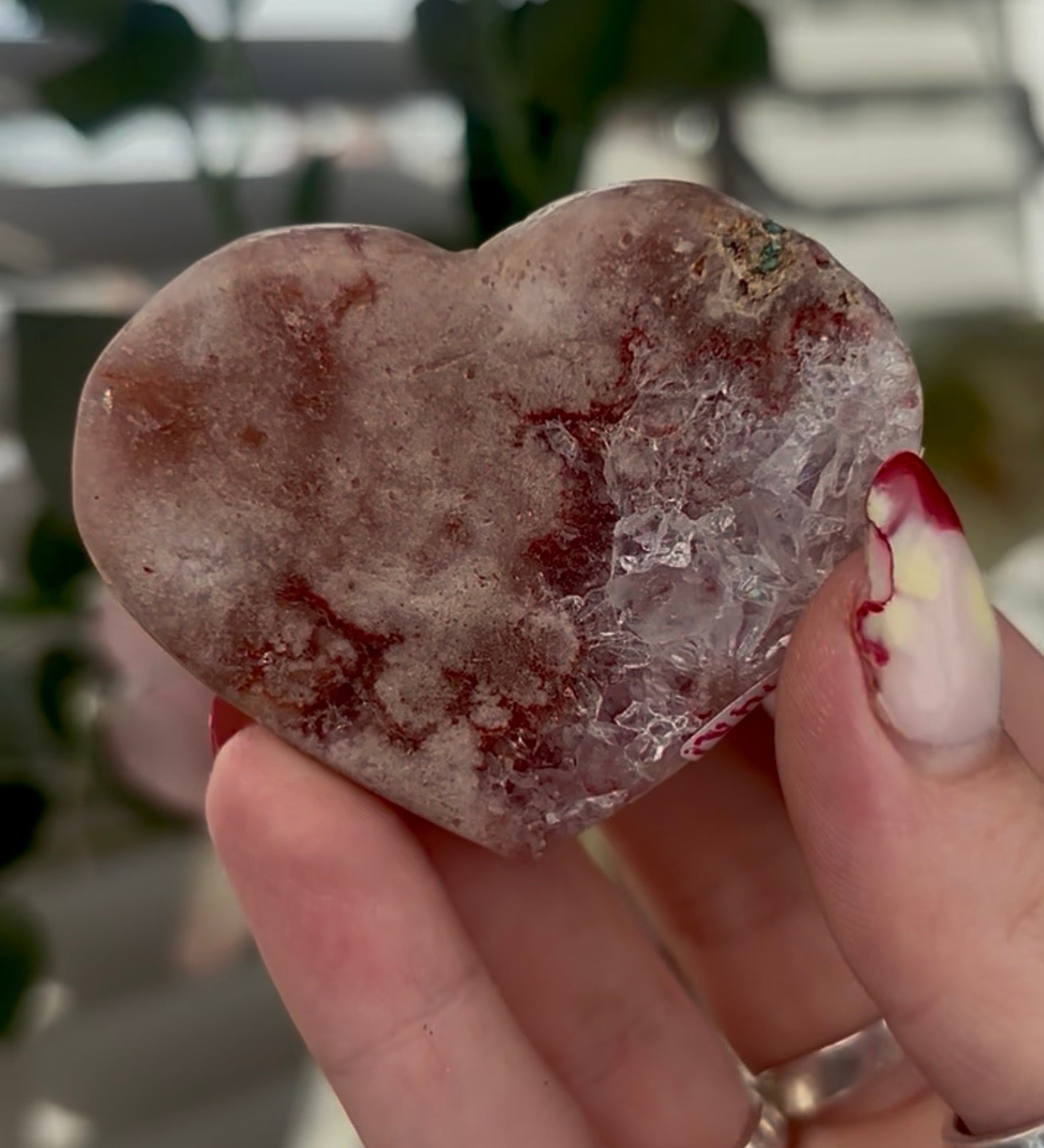 Mini pink amethyst heart - comes with stand