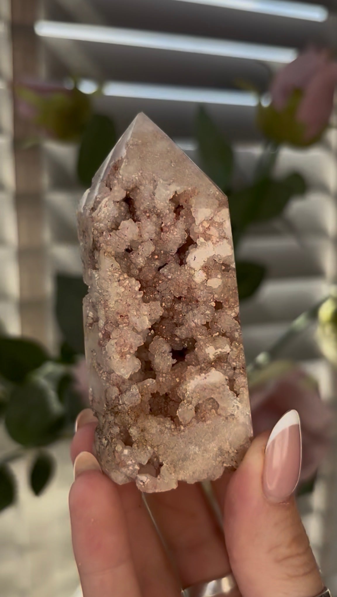 Cute, Pink amethyst tower 8.5cm(h) by 4cm(w)
