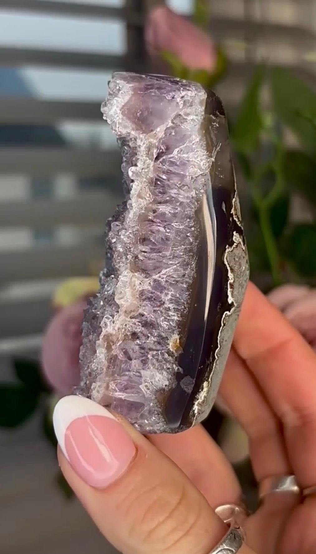 High quality, lilac rainbow amethyst agate cutbase