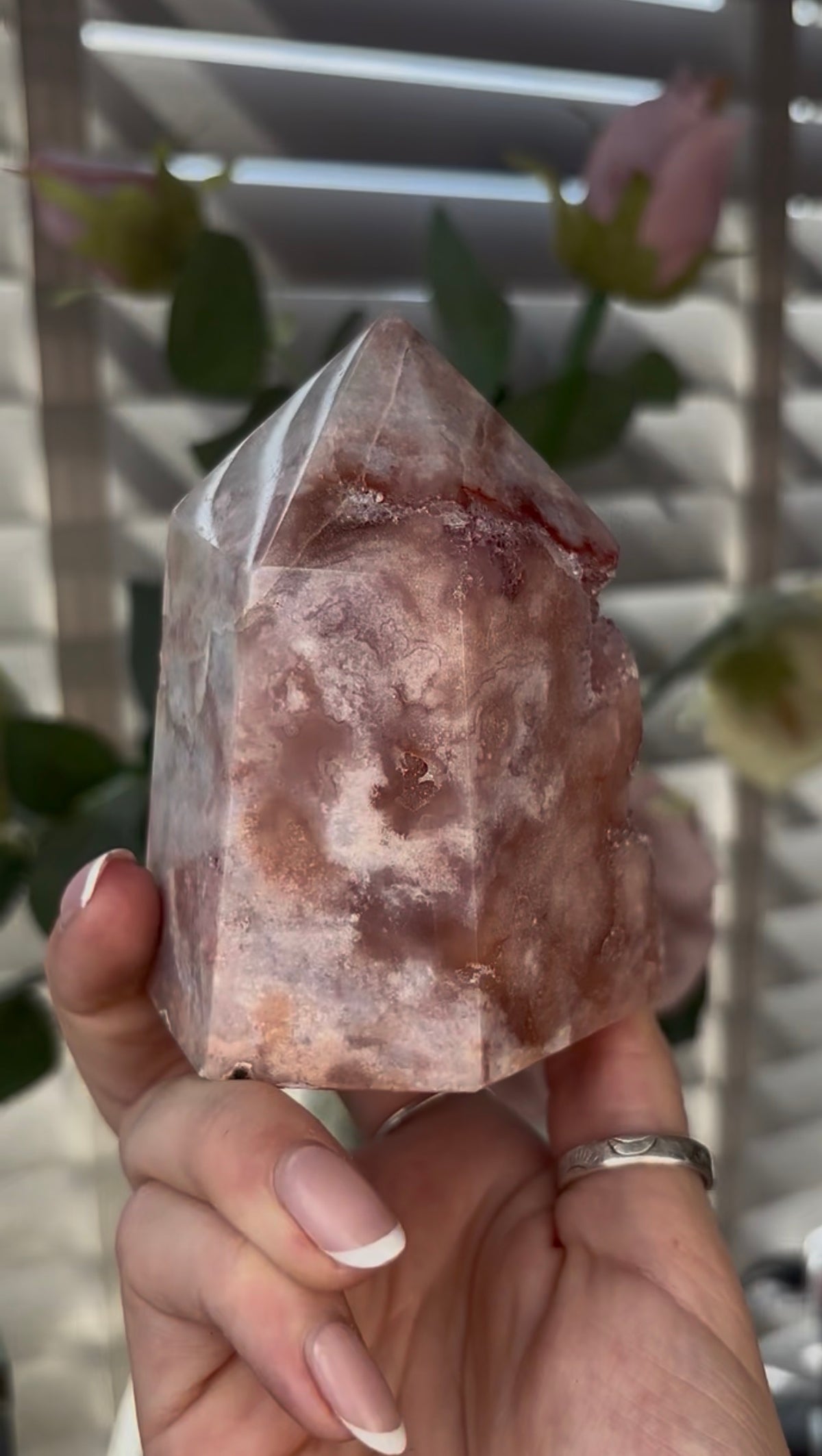 Beautiful, chunky Pink amethyst tower 9.5cm(h) by 8cm(w)