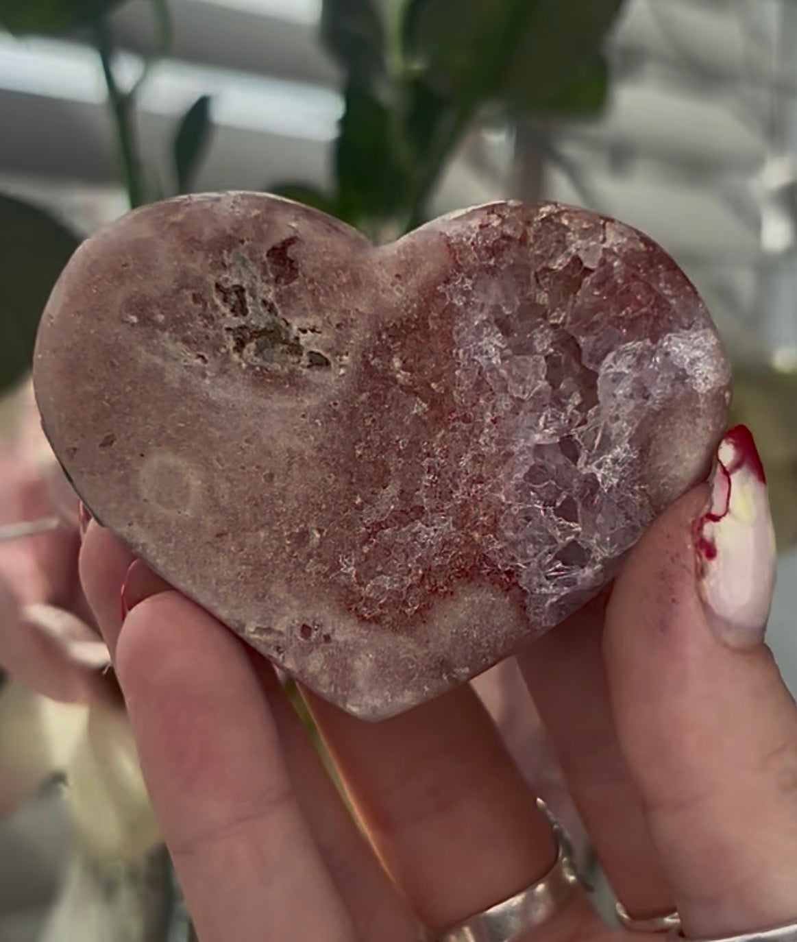 Mini pink amethyst heart - comes with stand
