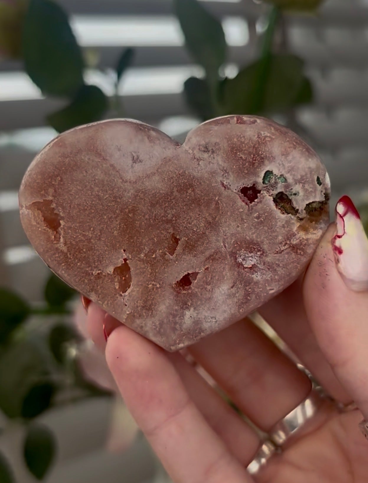 Mini pink amethyst heart - comes with stand