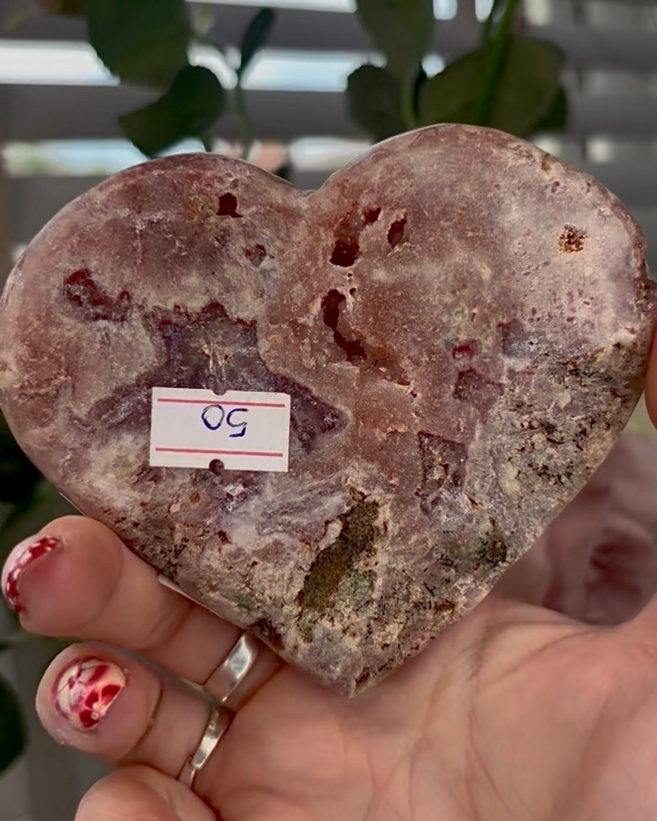 Pretty pink amethyst heart - comes with stand (10cm)
