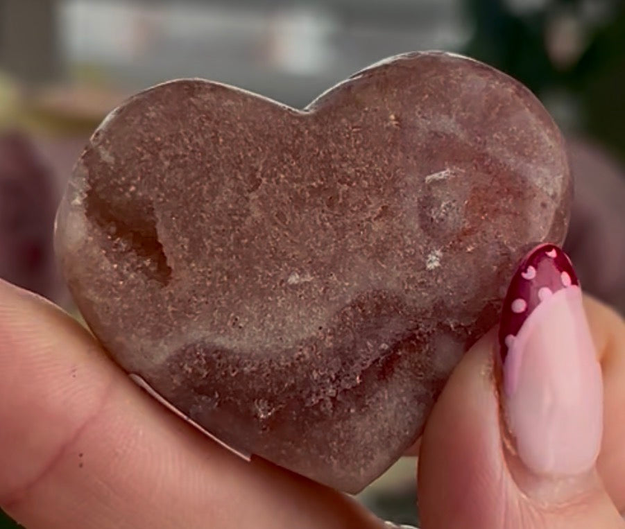 mini pink amethyst heart  - comes with stand