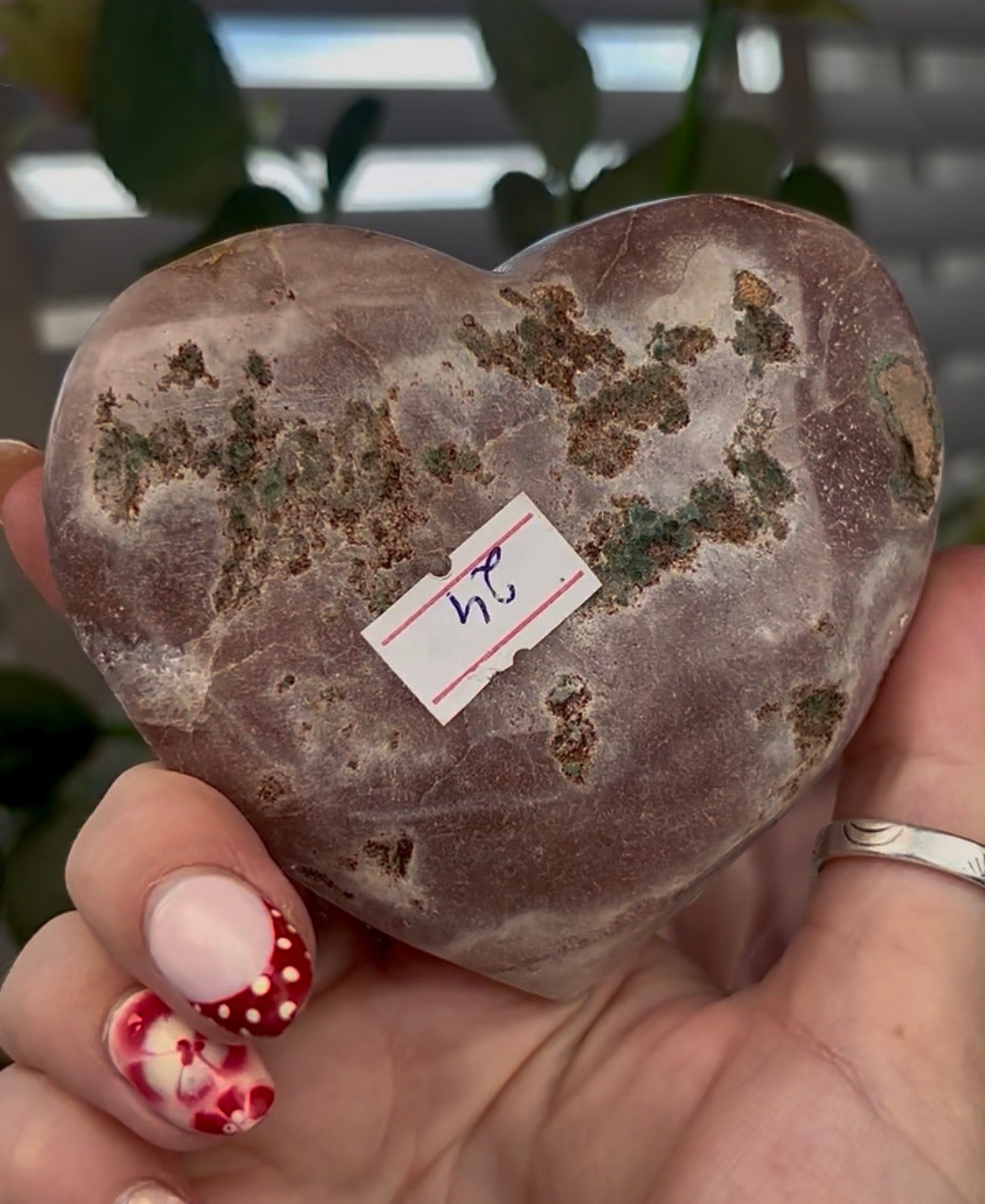 Druzy pink amethyst heart - comes with stand (9.5cm)