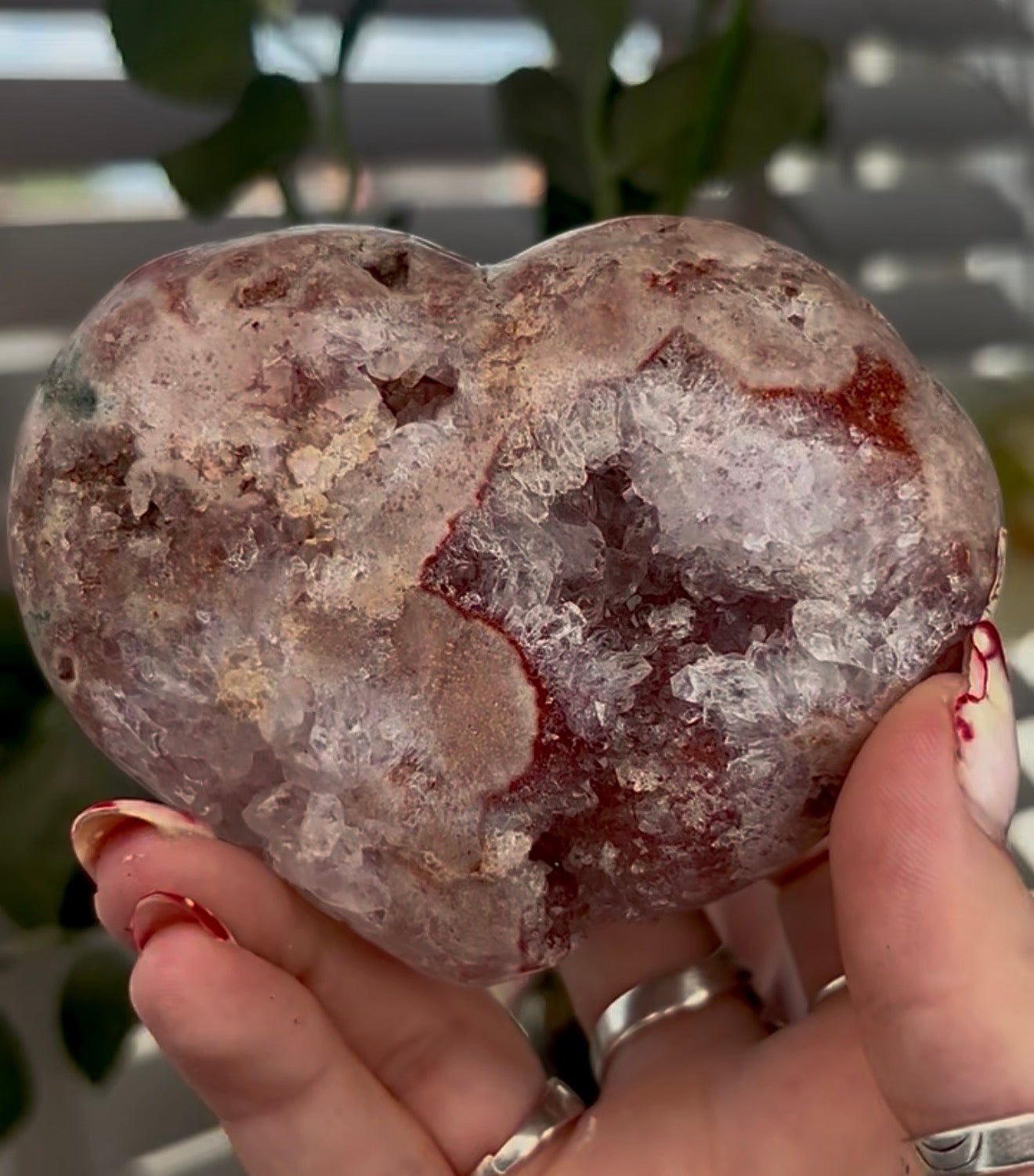 Beautiful druzy pink amethyst heart - comes with stand (10cm)