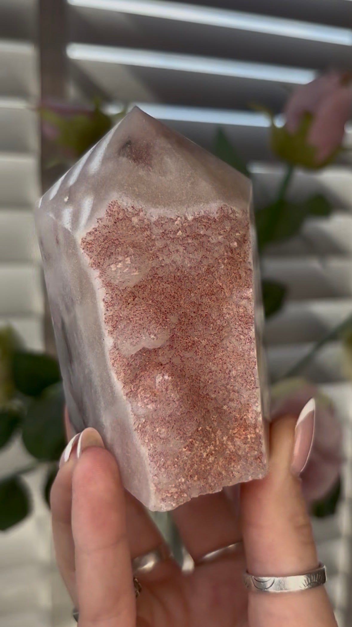 Beautiful, Pink amethyst tower 9cm(h) by 8cm(w)