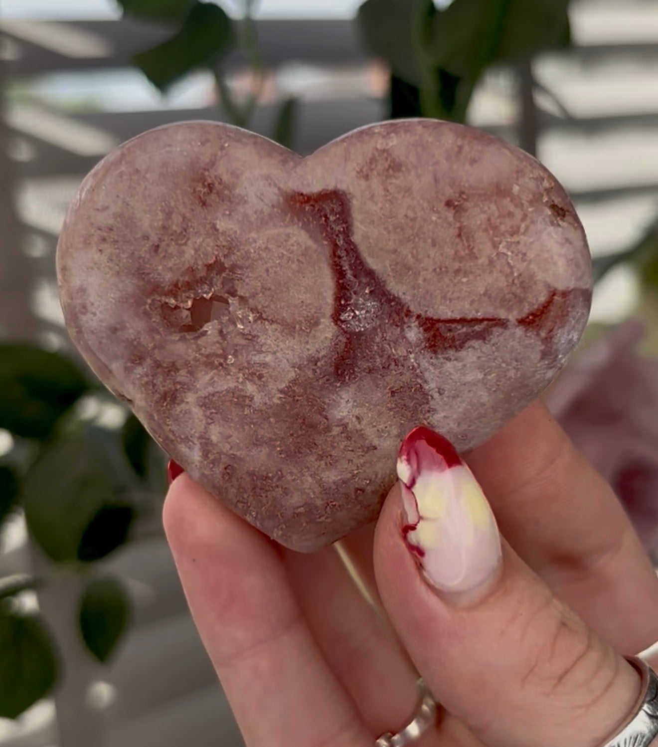 pink amethyst heart - comes with stand 6.5cm