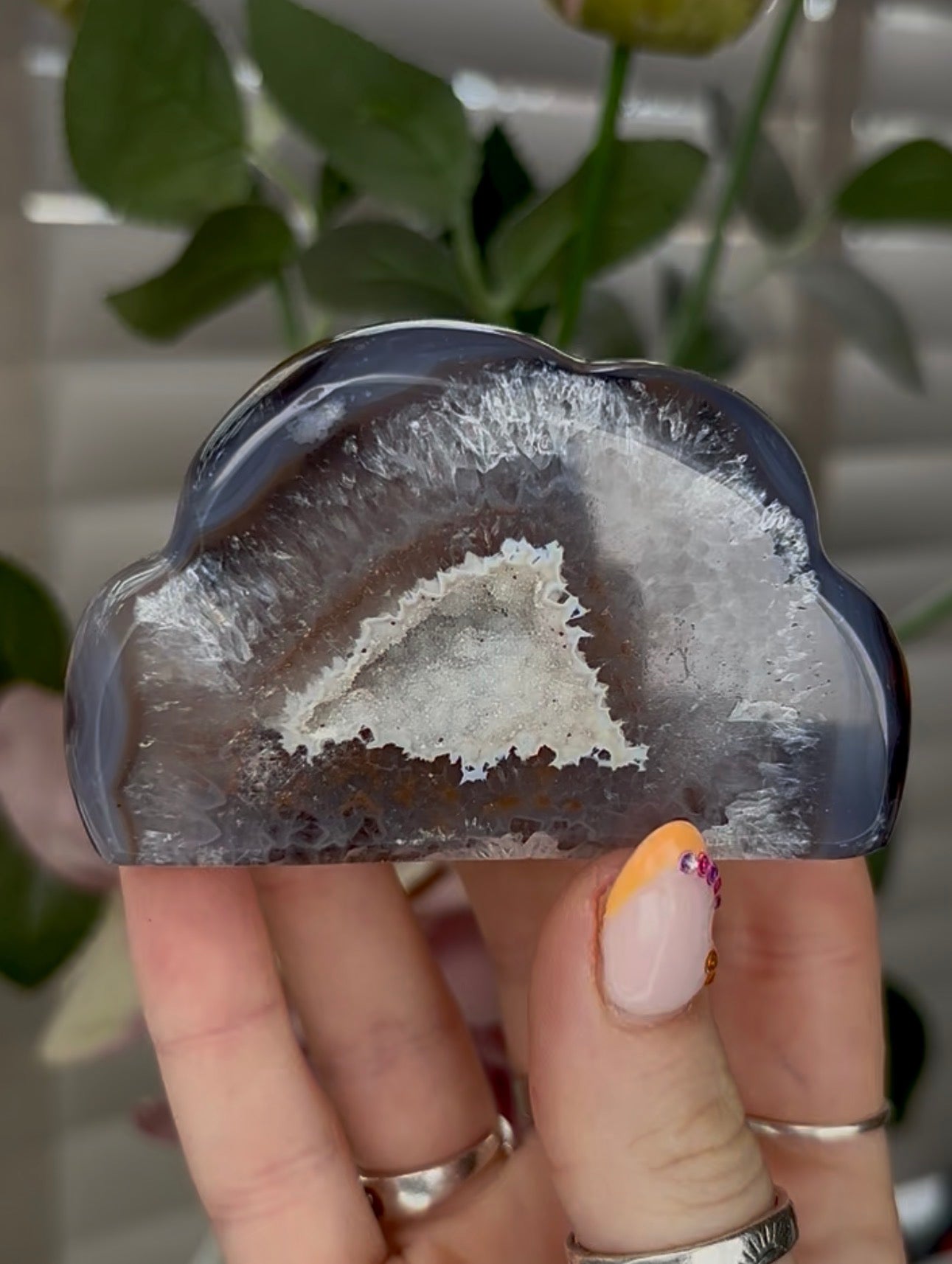 Beautiful, high grade, agate cloud with druzy