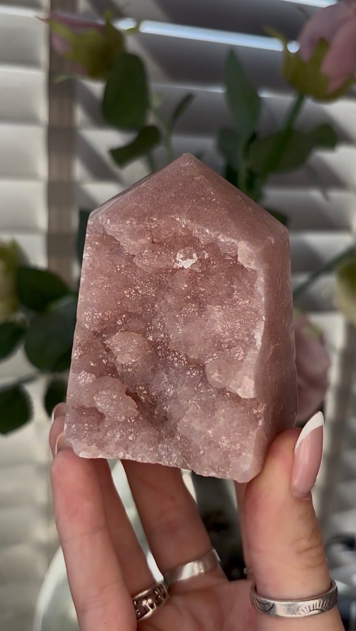 Beautiful, Pink amethyst tower 8cm(h) by 6.2cm(w)