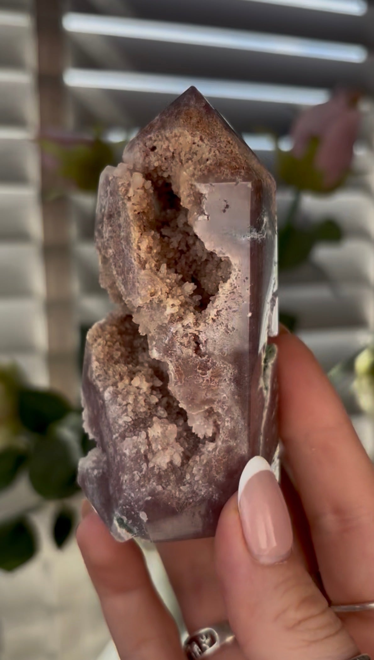Cute, Pink amethyst tower 9cm(h) by 5cm(w)