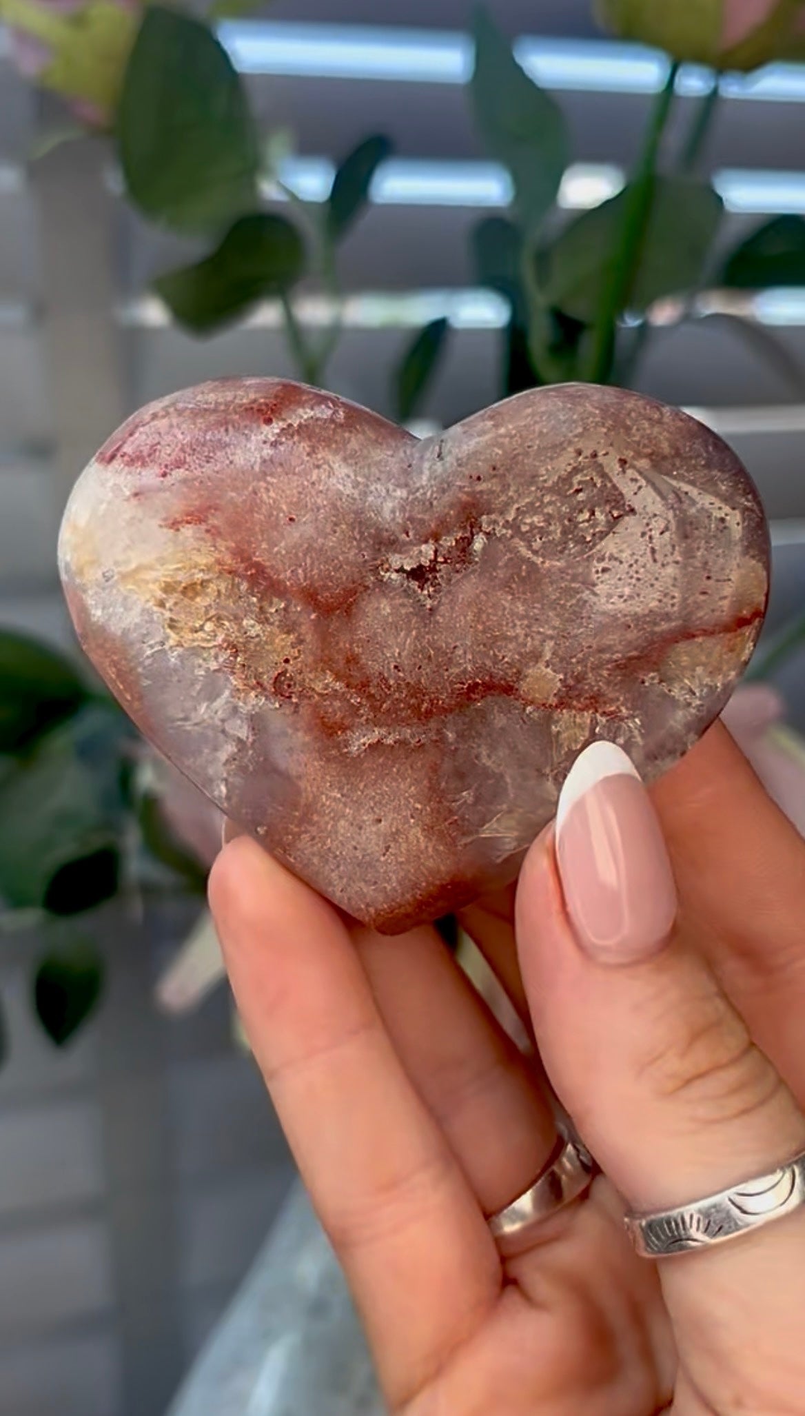 Gorgeous, pink amethyst heart - comes with stand