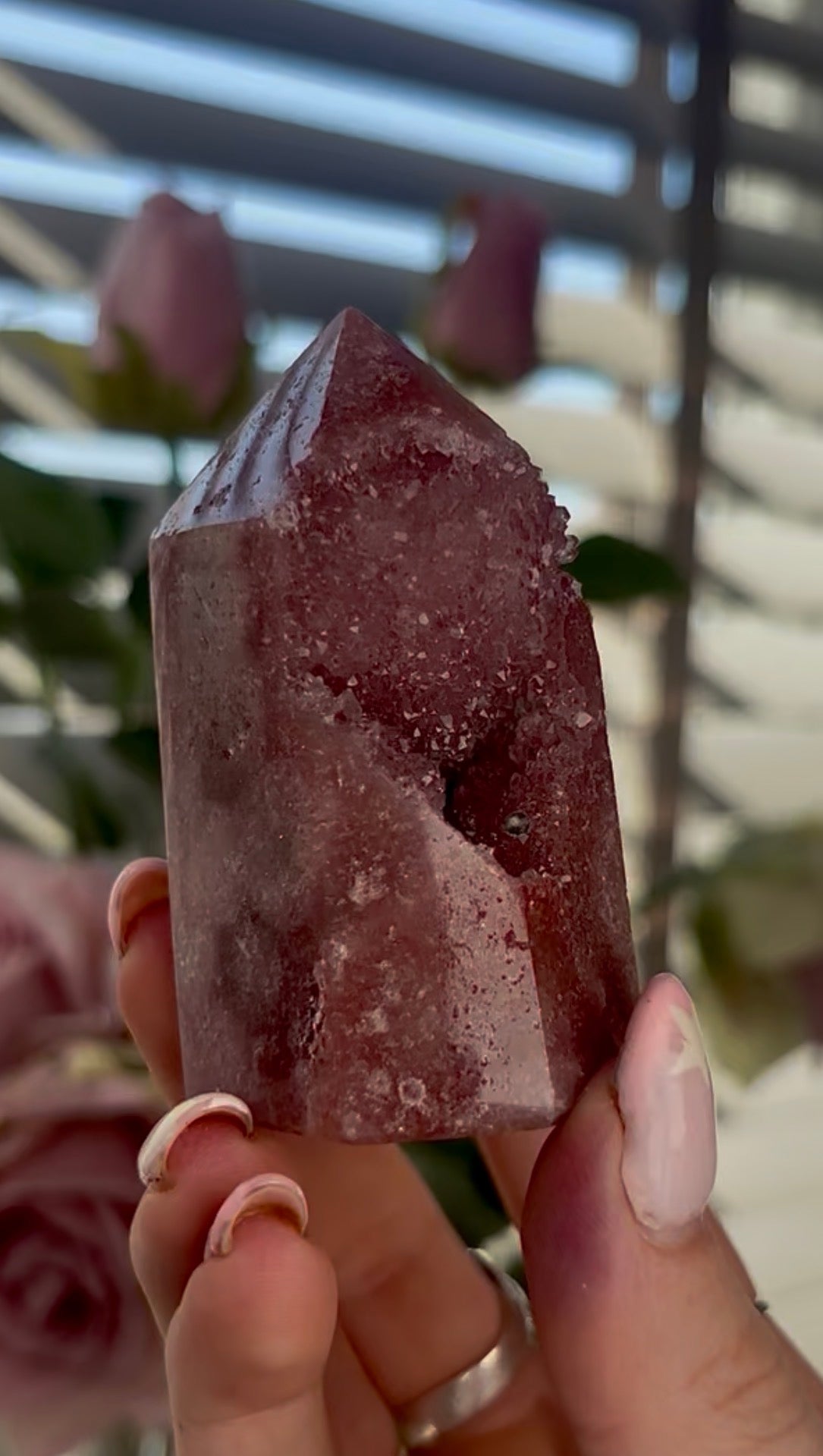 Beautiful, mini Pink amethyst tower