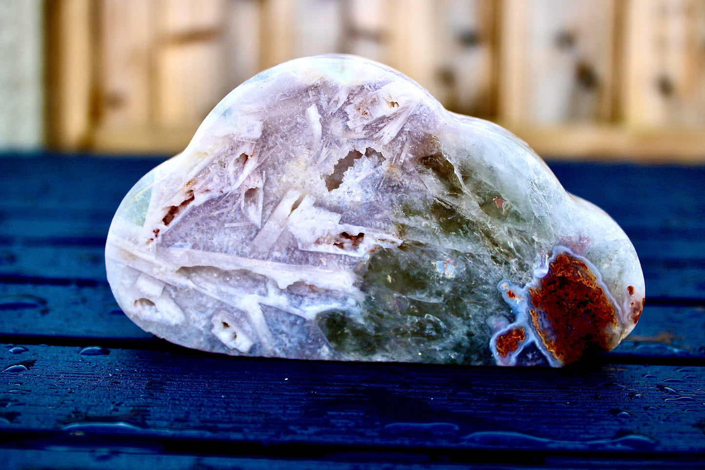 Stunning, brazilian, super quality, Self standing, purple,Pink amethyst cloud with rutile and smokey quartz inclusion