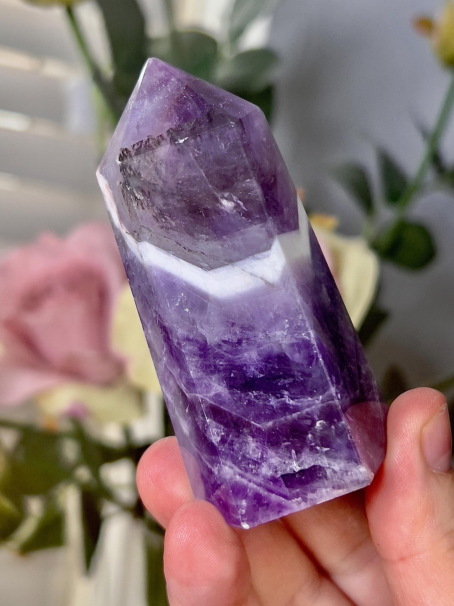 High grade, Dream amethyst tower with dentric slight damage to top (discount added)