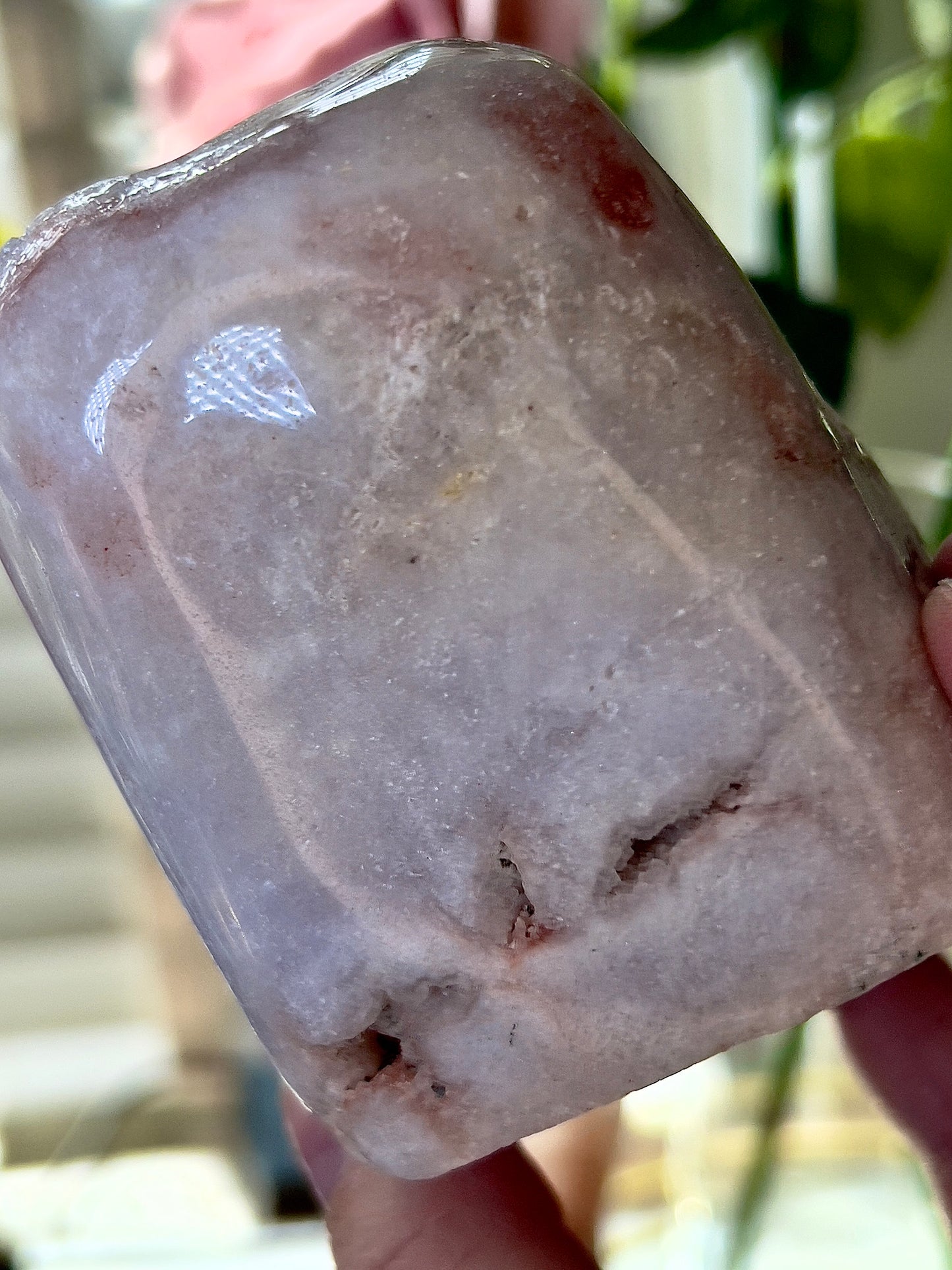 high grade, pink amethyst Freeform with high clarity quartz & red sugar druzy