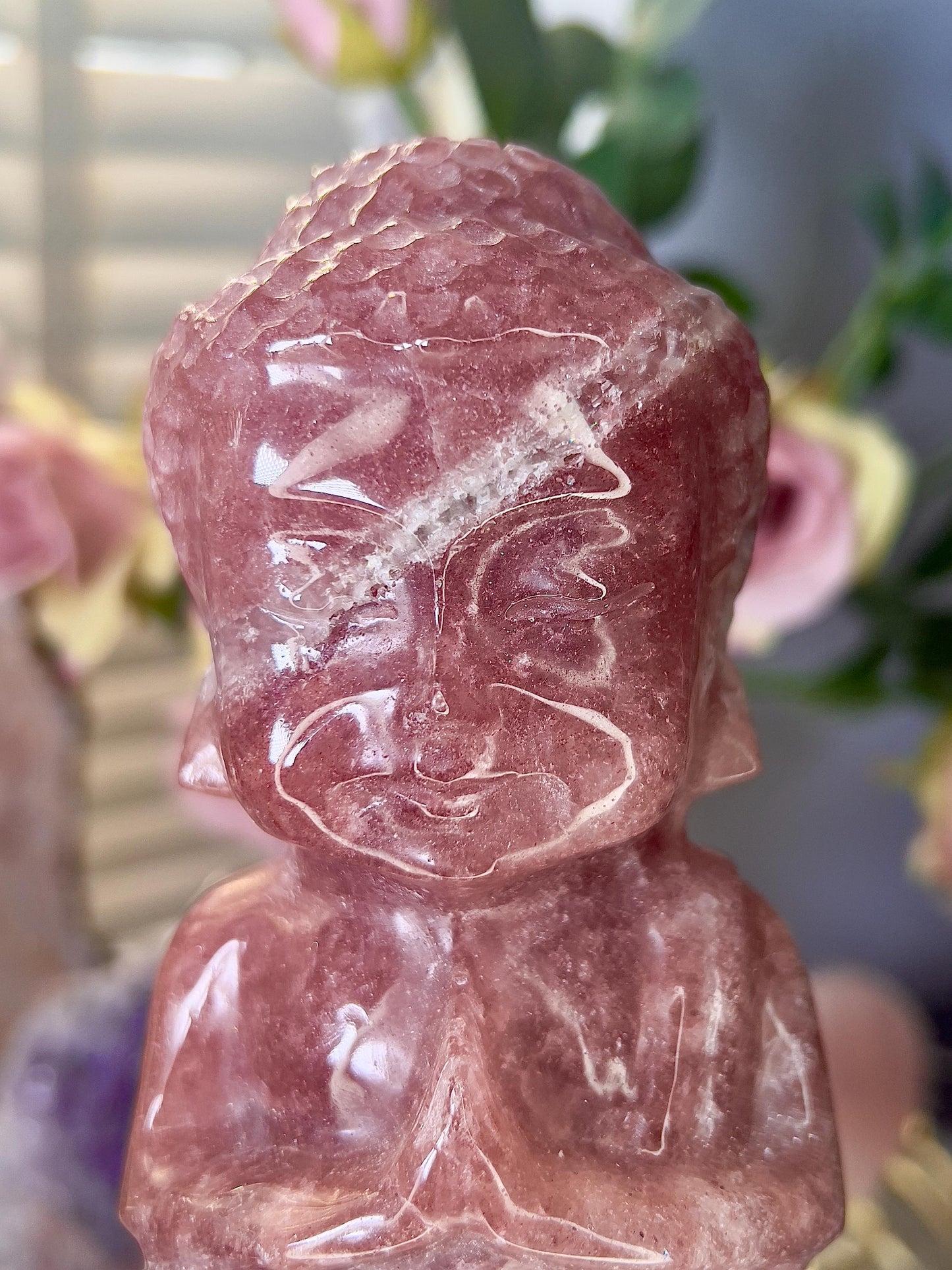Large, high quality, Strawberry quartz, baby buddah
