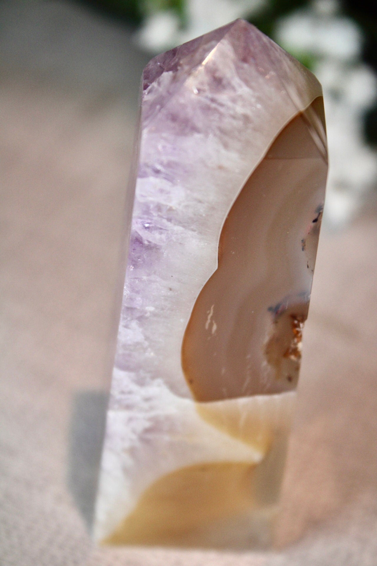 Amethyst agate 4 sided tower