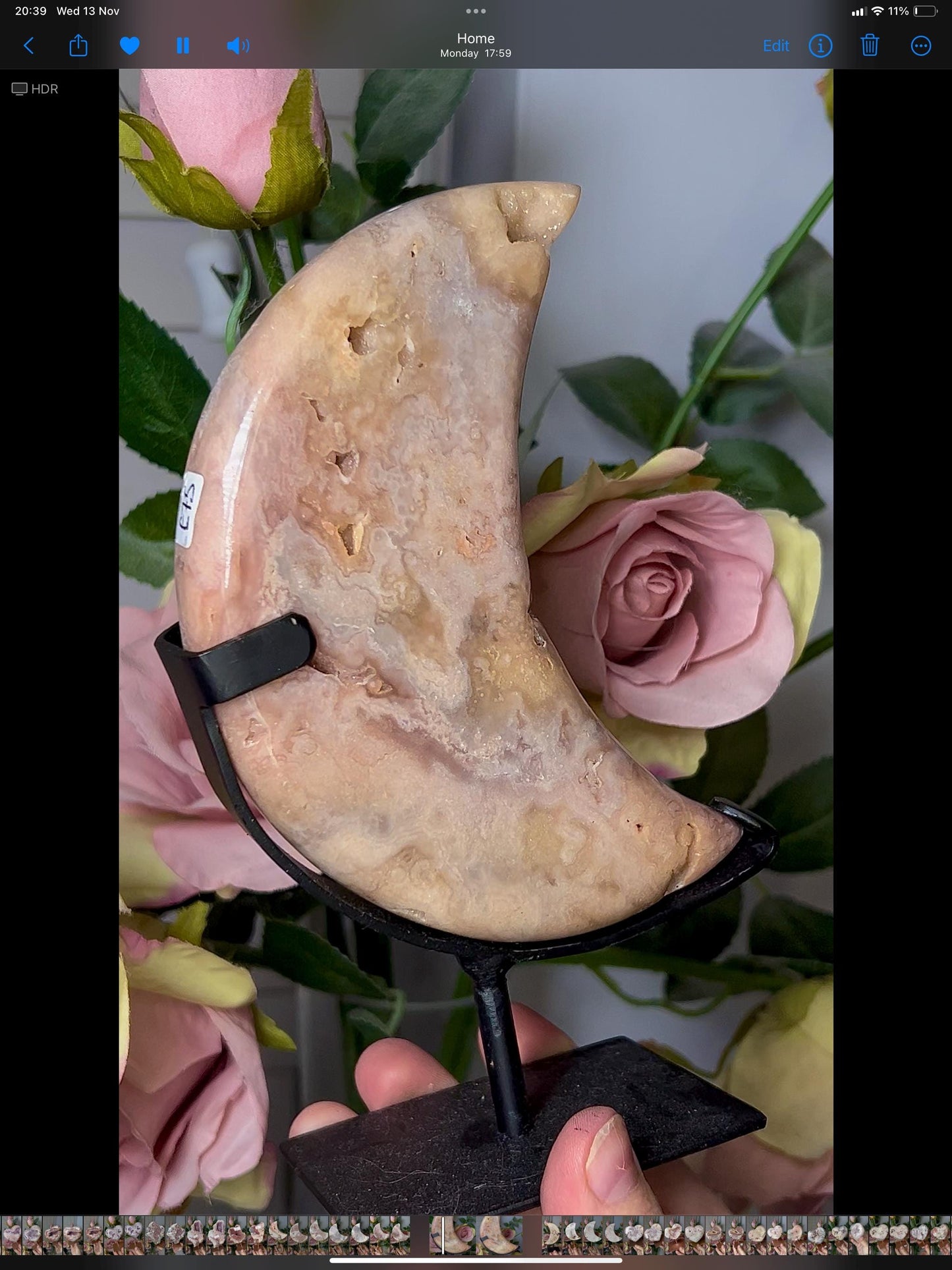 High grade, pink amethyst moon in beautiful pastel tones