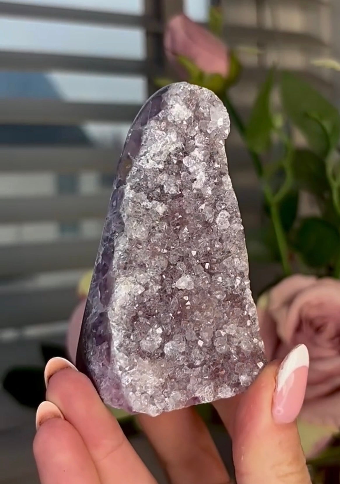 High quality, lilac rainbow amethyst agate cutbase