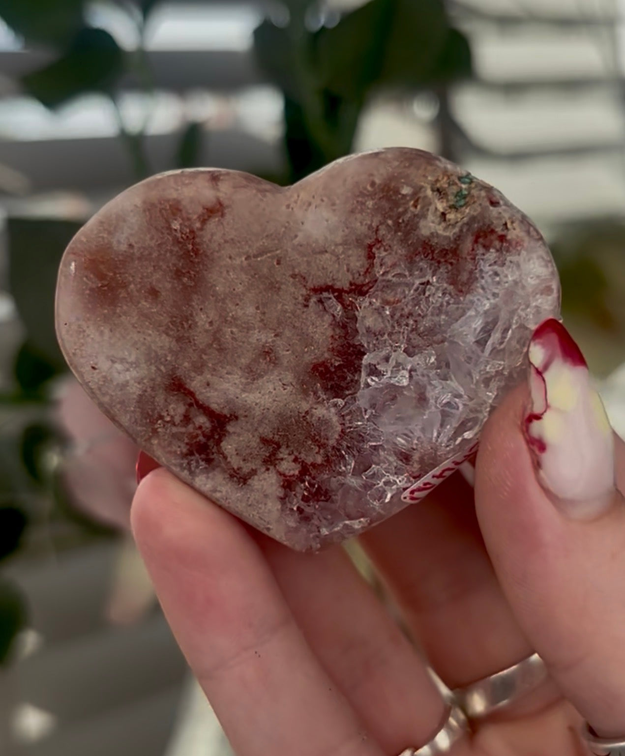 Mini pink amethyst heart - comes with stand