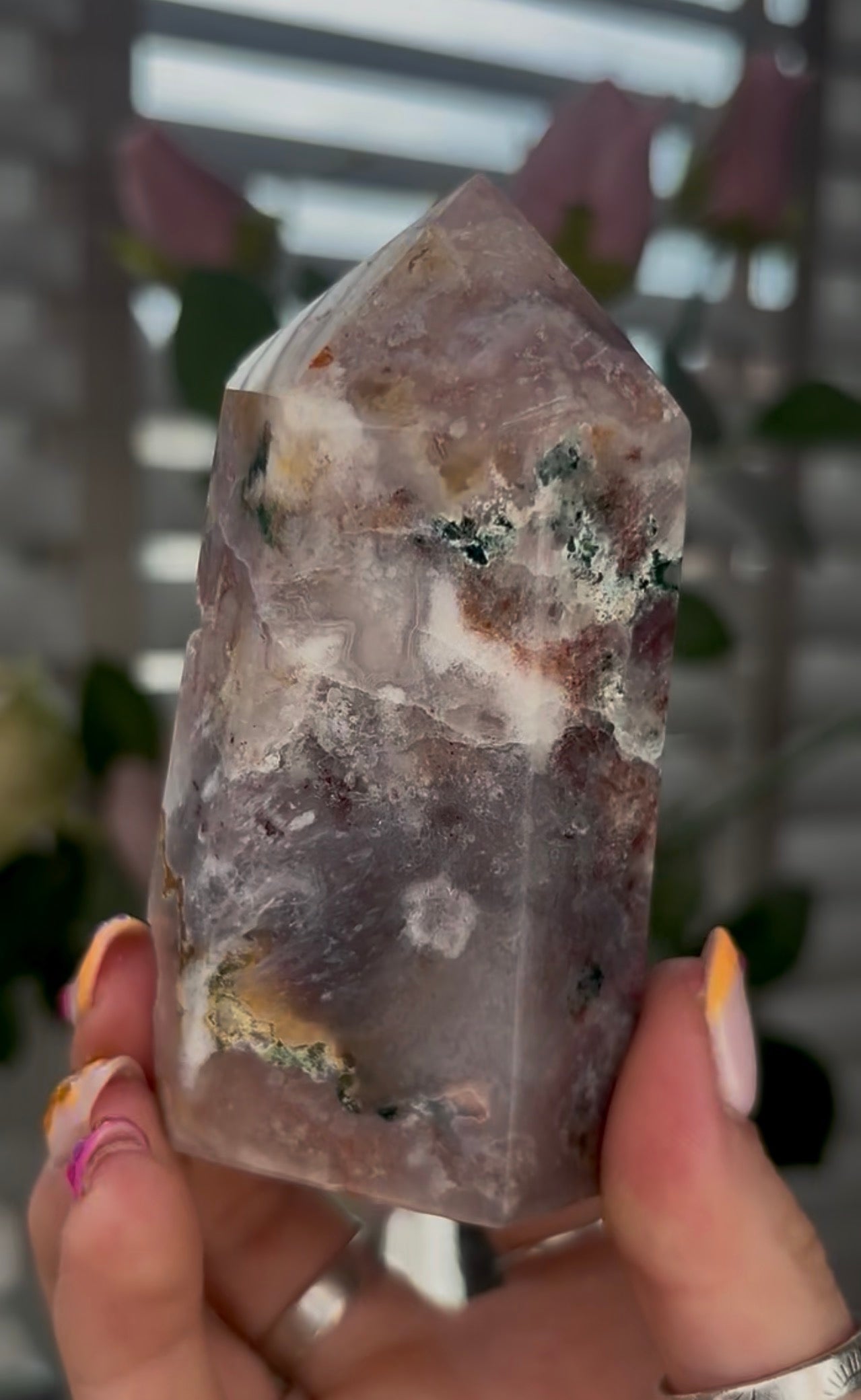 Beautiful, Pink amethyst & jasper tower