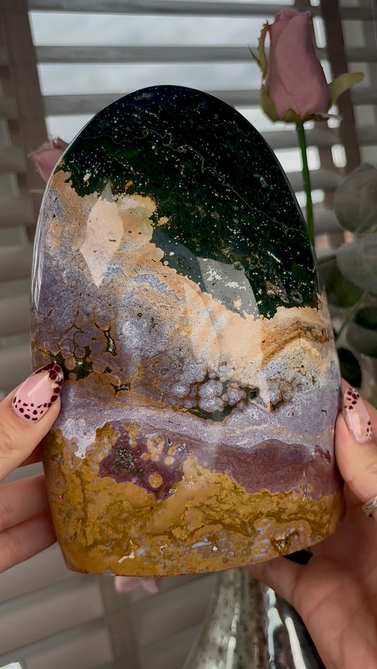 High quality, pink, mustard & green ocean jasper Freeform 2.445kg