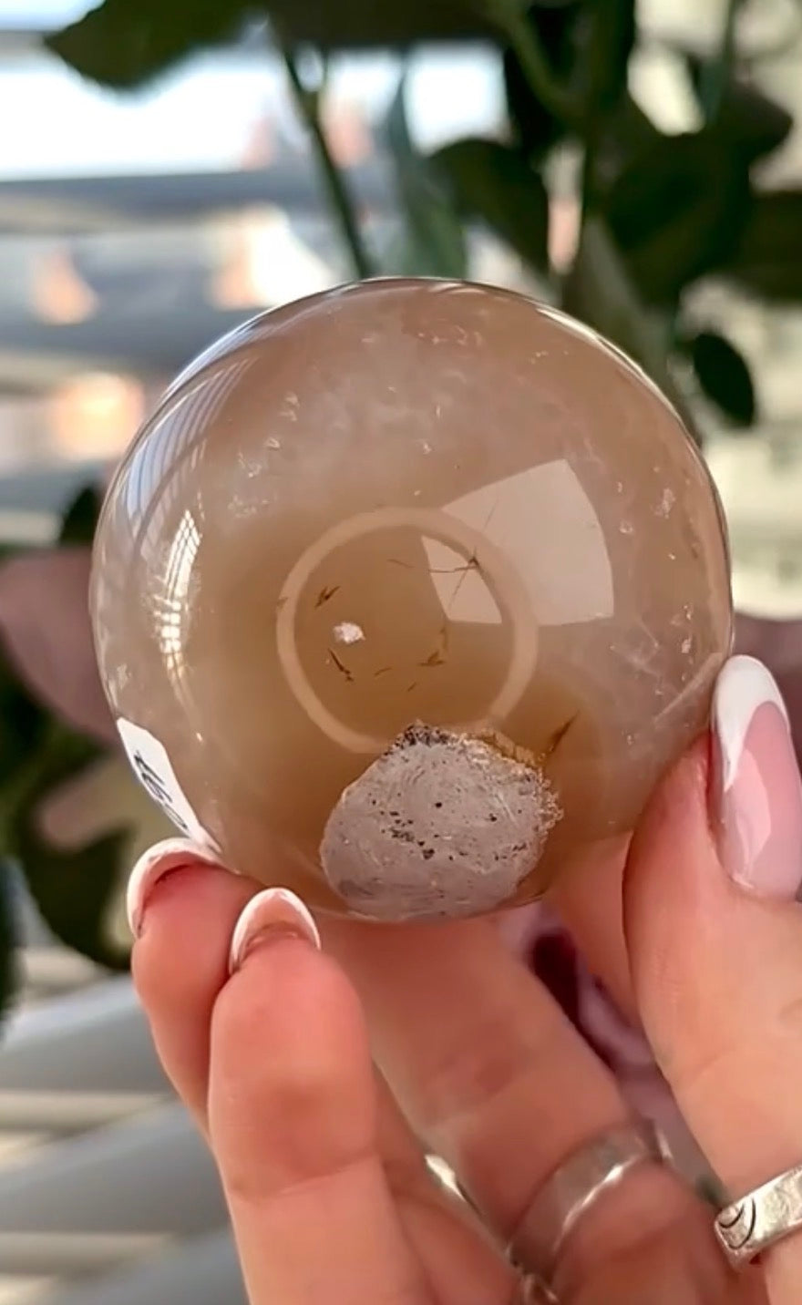 Gorgeous, high grade, agate sphere in orange/peach tones