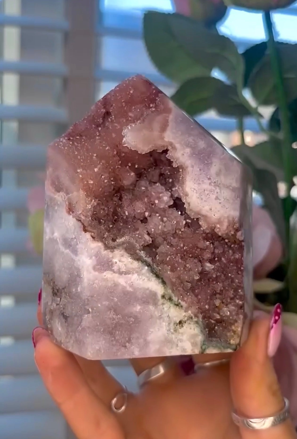 Druzy Pink amethyst tower
