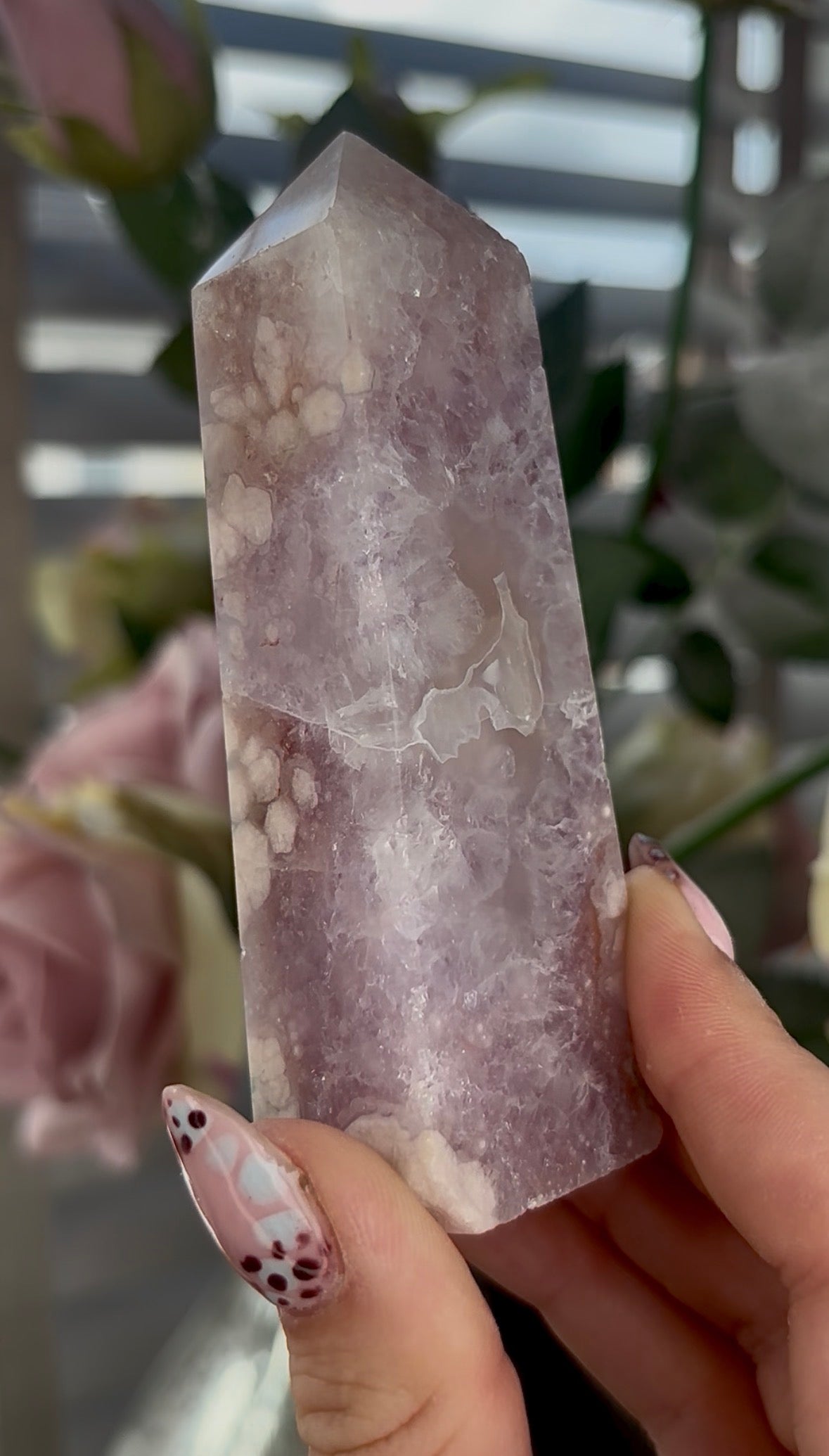 High grade, pink Amethyst Flower agate towe