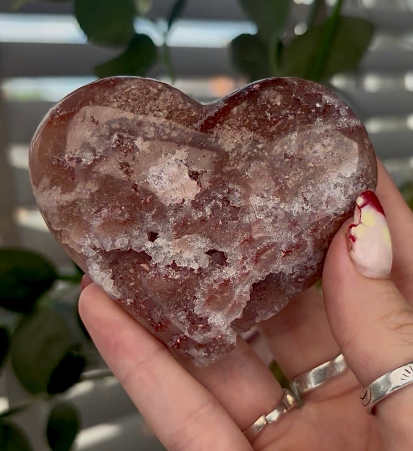 pink amethyst heart - comes with stand (8cm)