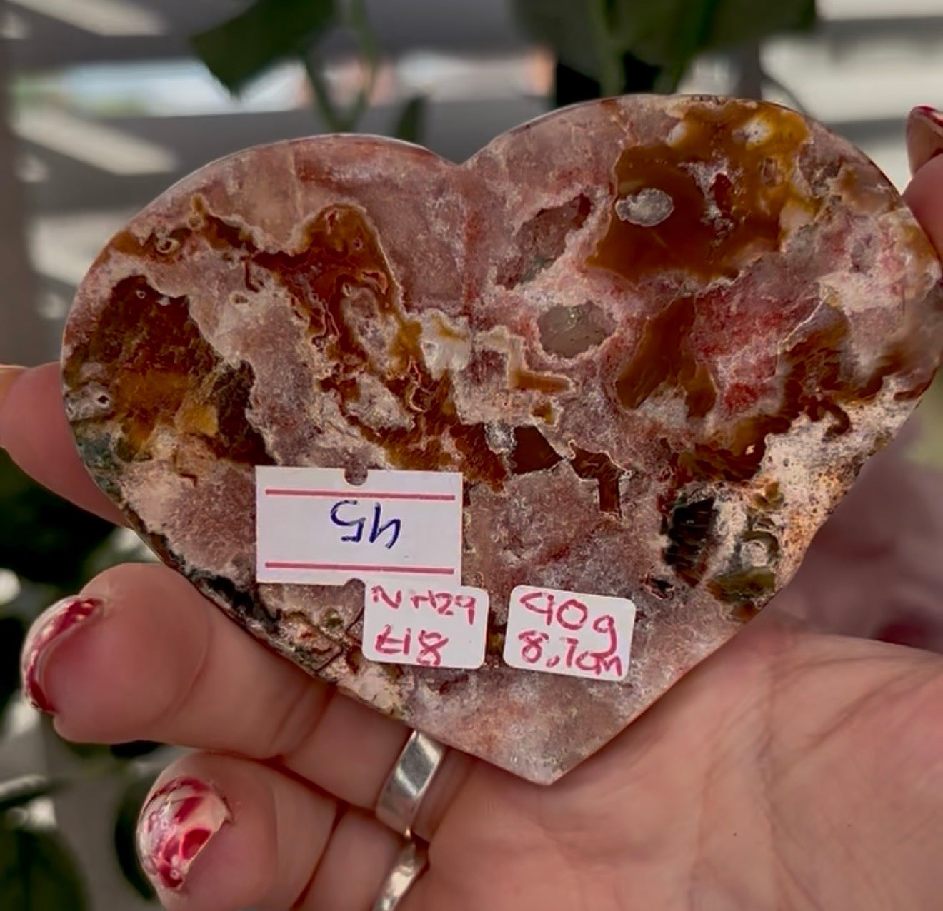 pink amethyst heart - comes with stand 8.6cm