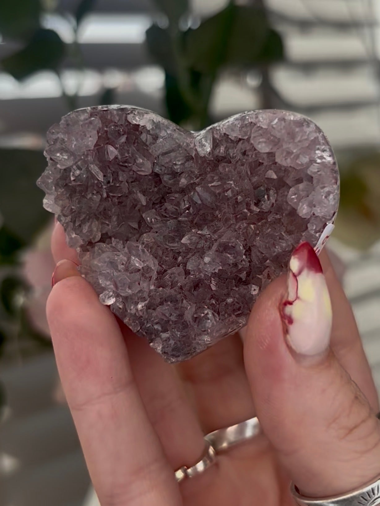 Hq, Mini pink amethyst heart - comes with stand
