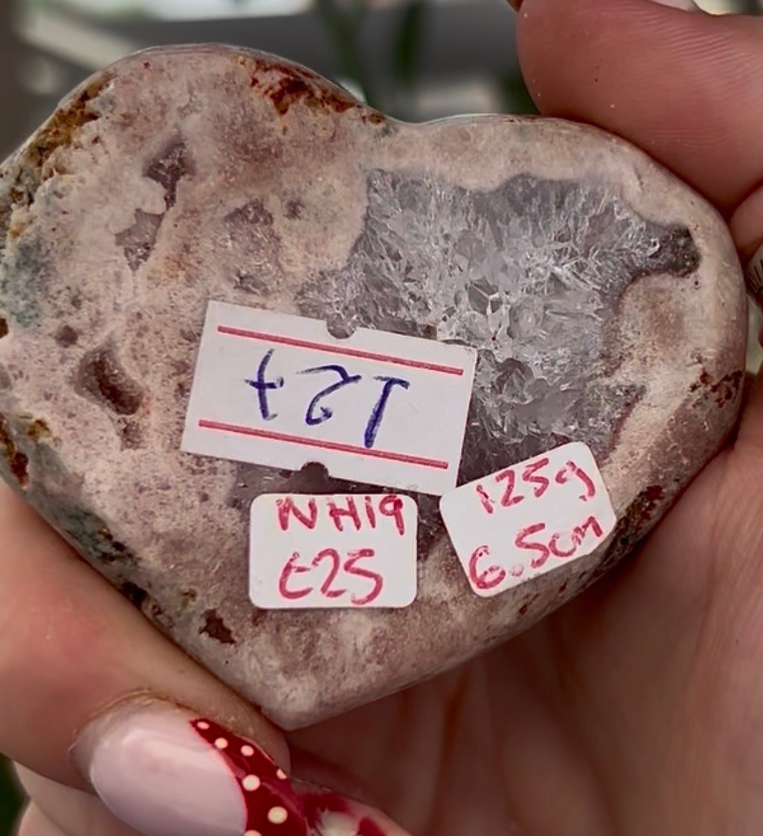 pink amethyst heart - comes with stand 6.5cm